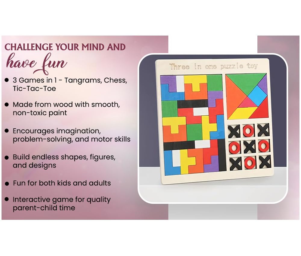 3-in-1 Wooden Learning Toy for Kids