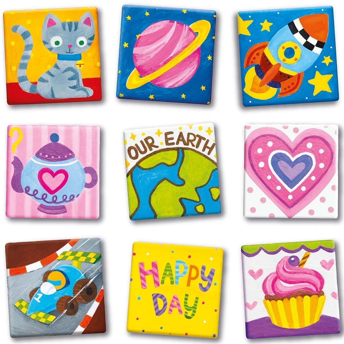 Kids magnetic tile art kit for fun activity by Bouncy Boo
