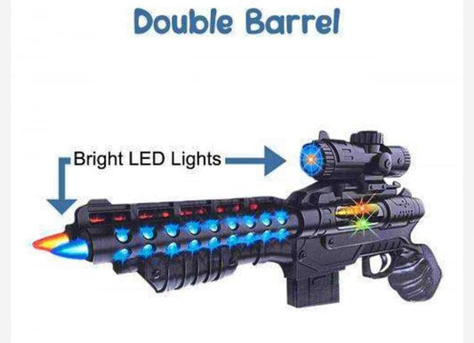 Double Barrel Electric Toy Gun with Laser, LED Lights & Music - Bouncy Boo - Kids Toys Store