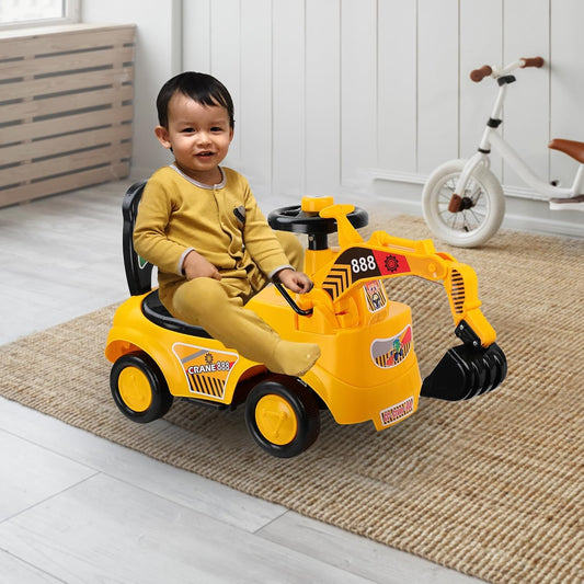 Kids ride-on excavator toy for construction play by Bouncy Boo