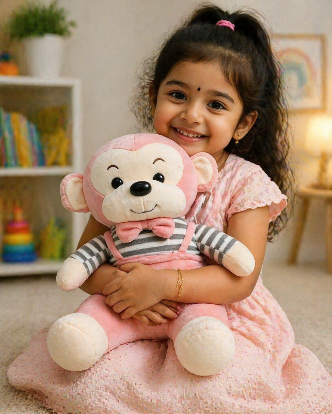 Monkey Teddy Bear Soft Toy for Kids 1–6 Years | Cute & Huggable Plush Doll for Playtime & Gifting - Bouncy Boo - Kids Toys Store