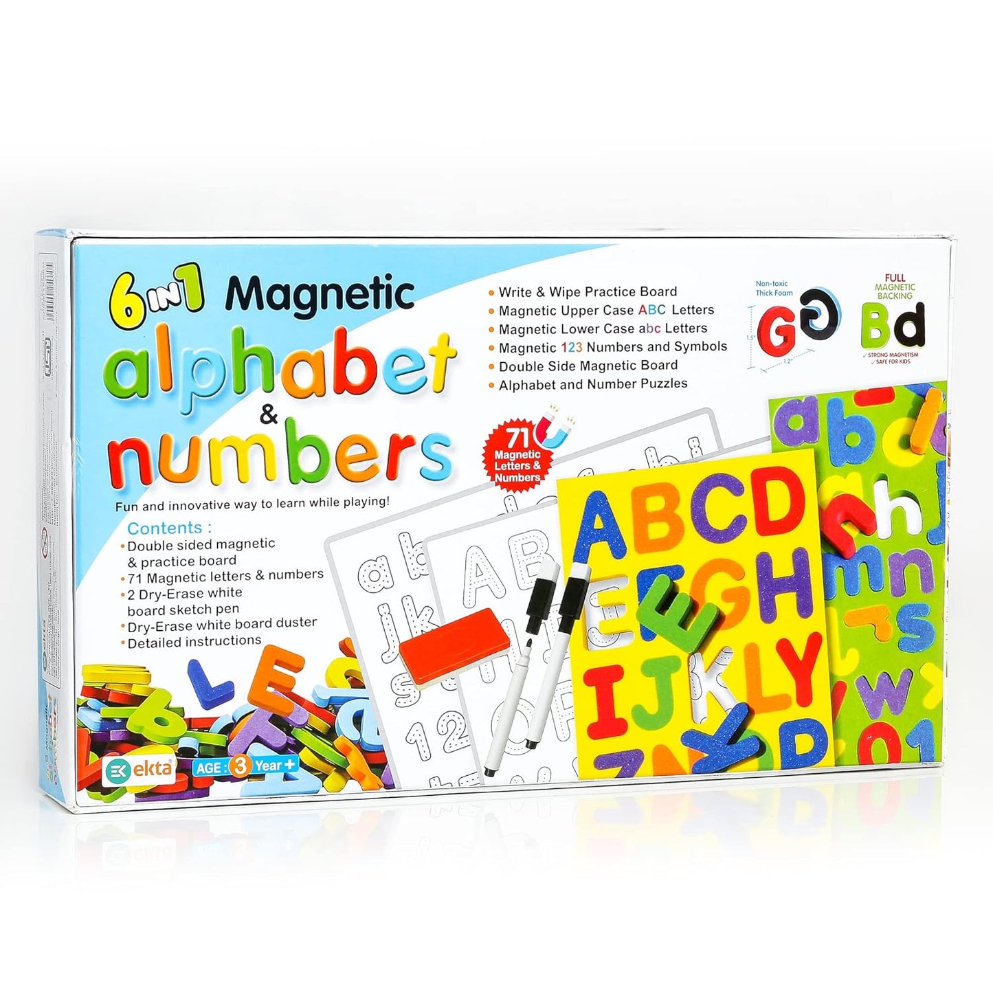 6 in 1 Magnetic Alphabet & Numbers Game, Learning & Educational Magnetic Board Game - Learning Board Game - Bouncy Boo - Kids Toys Store