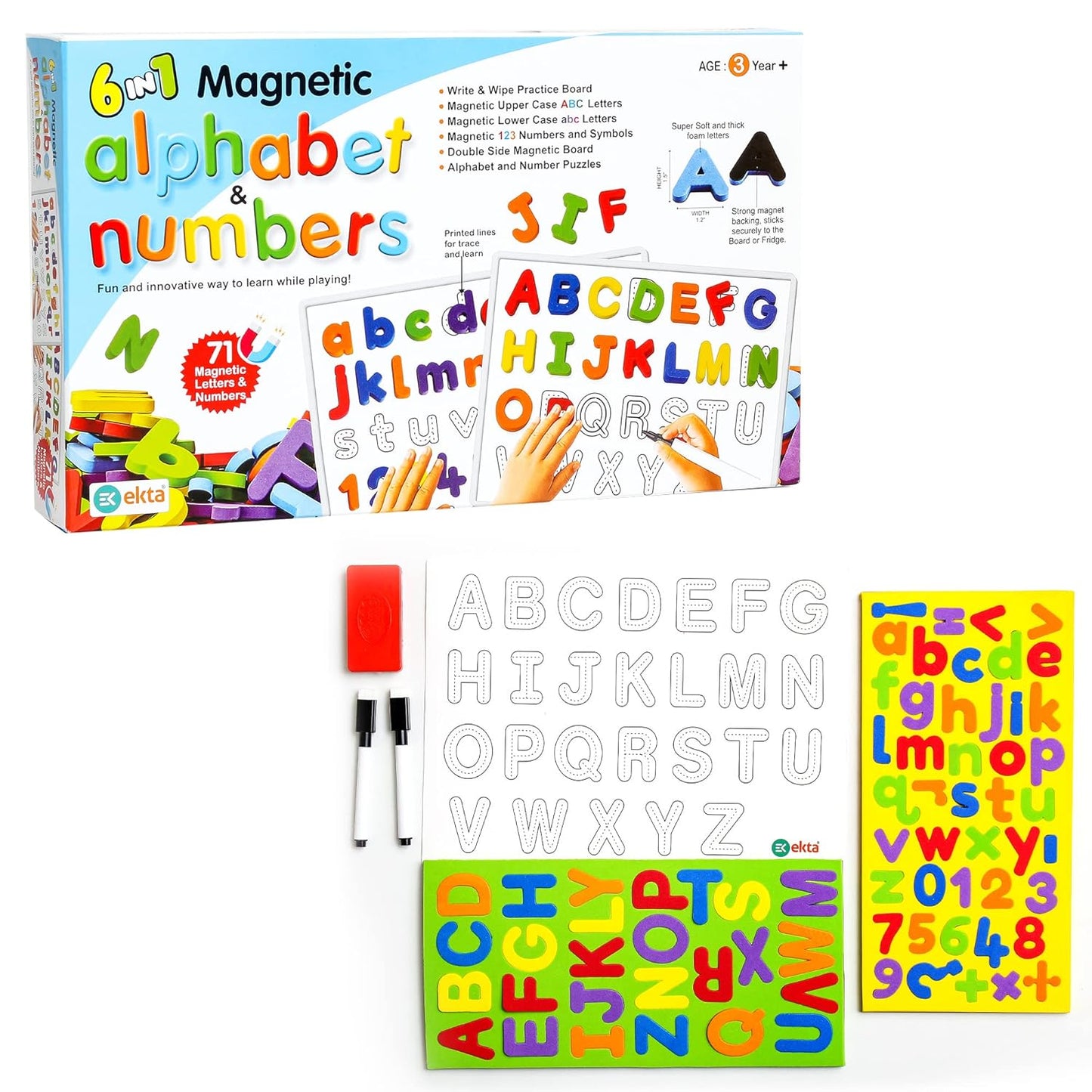 6 in 1 Magnetic Alphabet & Numbers Game, Learning & Educational Magnetic Board Game - Learning Board Game - Bouncy Boo - Kids Toys Store