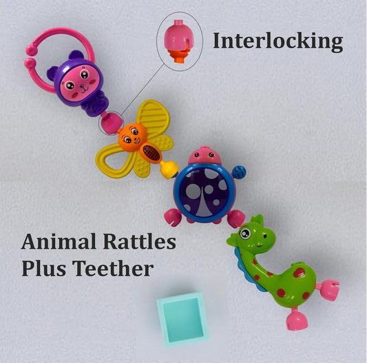 Baby rattle and teether set for infants by Bouncy Boo