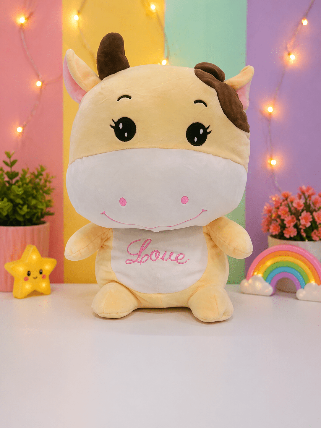 Cute Cow Soft Toy for Kids 1–6 Years | Huggable & Cuddly Stuffed Toy for Playtime - Bouncy Boo - Kids Toys Store