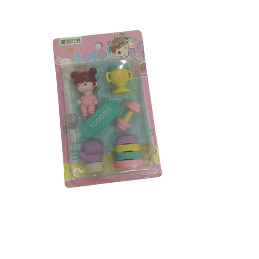 Cute Doll Eraser Set for Kids 4–10 Years | Cartoon Stationery Erasers - reimage - Bouncy Boo - Kids Toys Store