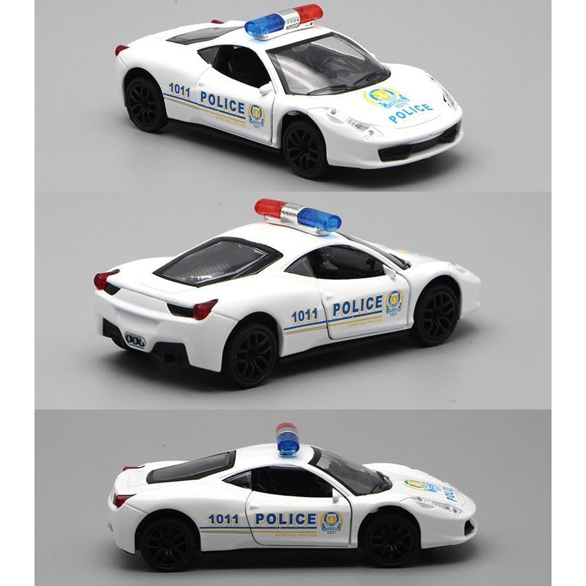 Die Cast Police Car Toy for Kids 3+ Years | Pull Back Action & LED Lights - Bouncy Boo - Kids Toys Store