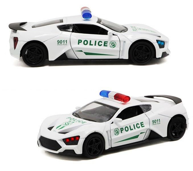 Die Cast Police Car Toy for Kids 3+ Years | Pull Back Action & LED Lights - Bouncy Boo - Kids Toys Store