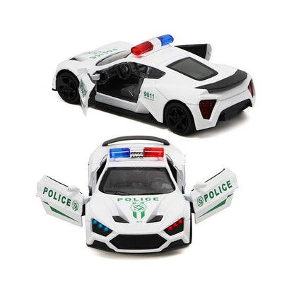 Die Cast Police Car Toy for Kids 3+ Years | Pull Back Action & LED Lights - Bouncy Boo - Kids Toys Store