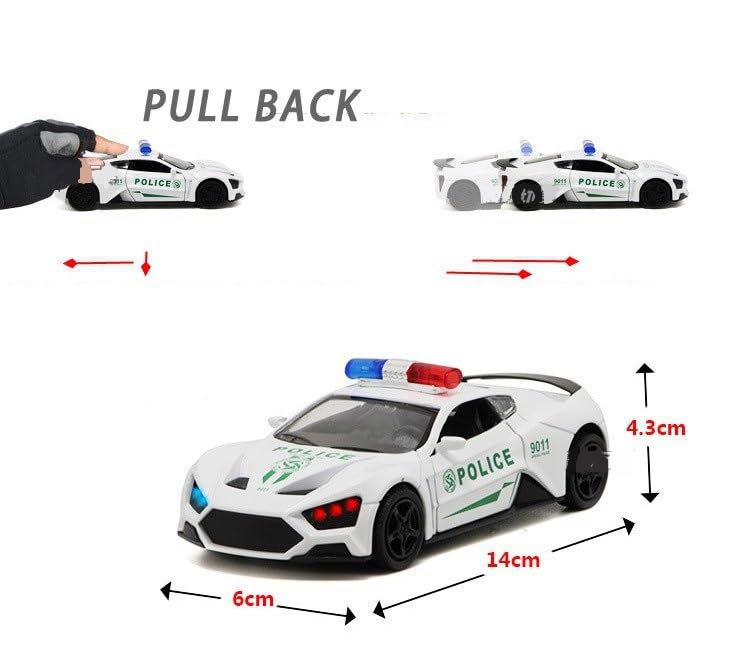 Die Cast Police Car Toy for Kids 3+ Years | Pull Back Action & LED Lights - Bouncy Boo - Kids Toys Store