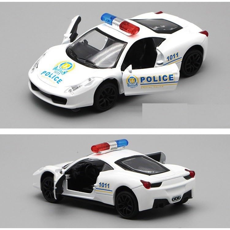 Die Cast Police Car Toy for Kids 3+ Years | Pull Back Action & LED Lights - Bouncy Boo - Kids Toys Store