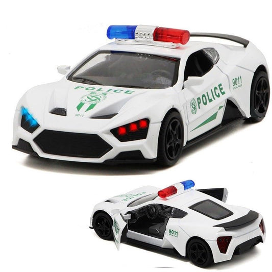 Die Cast Police Car Toy for Kids 3+ Years | Pull Back Action & LED Lights - Bouncy Boo - Kids Toys Store