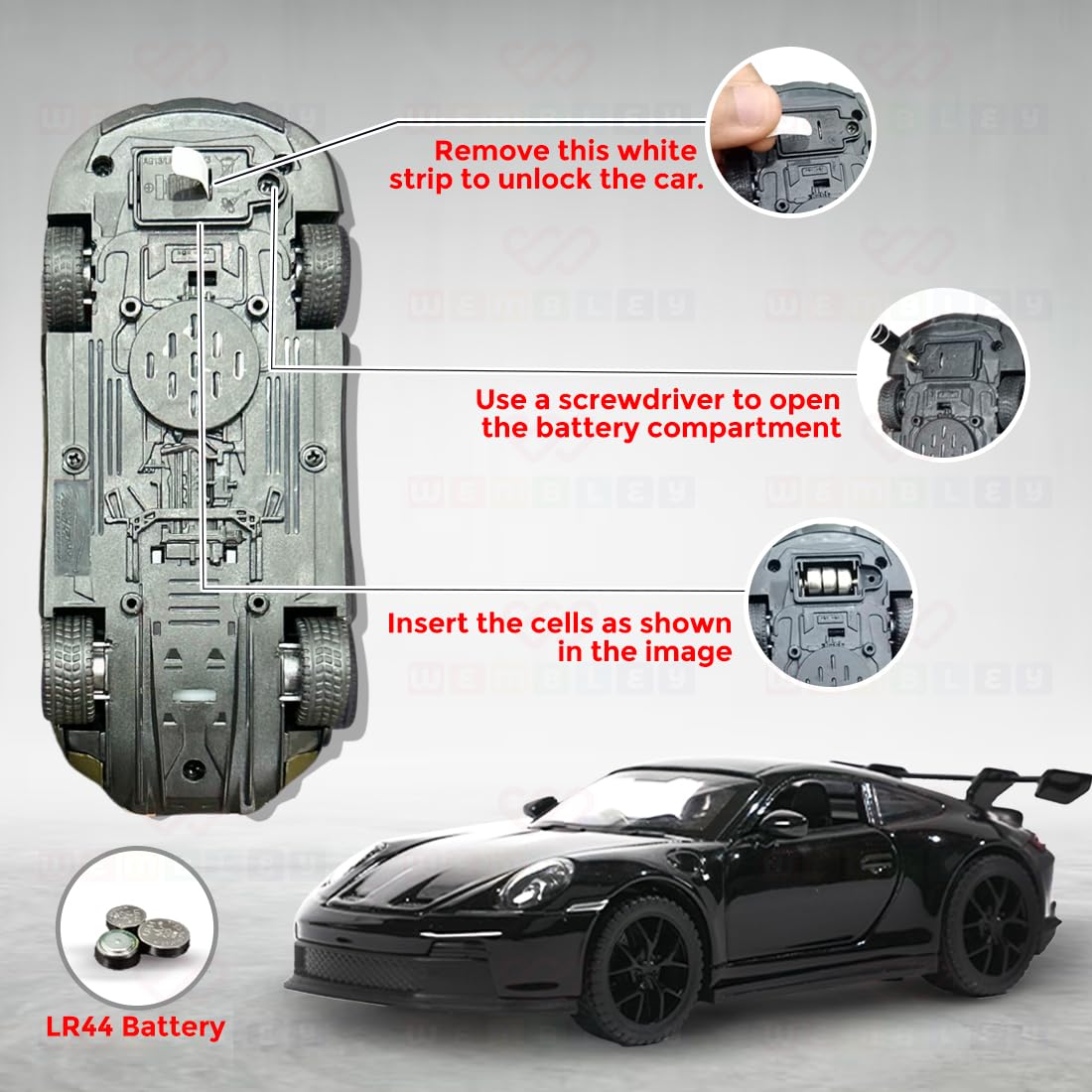 Die Cast Porsche Car Toy for Kids 3+ Years | Pull Back Action & Sound - Bouncy Boo - Kids Toys Store