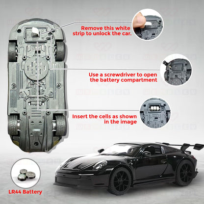 Die Cast Porsche Car Toy for Kids 3+ Years | Pull Back Action & Sound - Bouncy Boo - Kids Toys Store