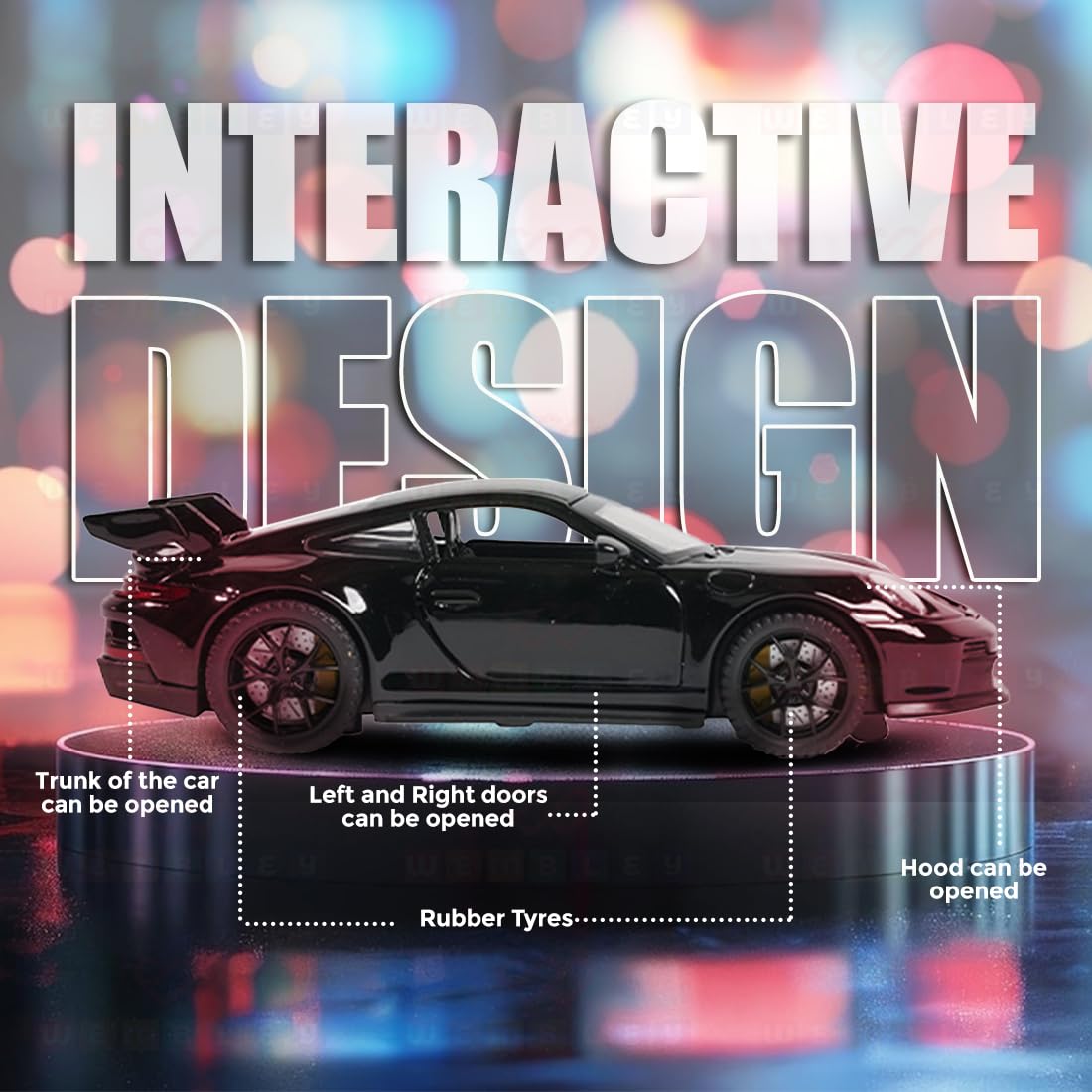 Die Cast Porsche Car Toy for Kids 3+ Years | Pull Back Action & Sound - Bouncy Boo - Kids Toys Store