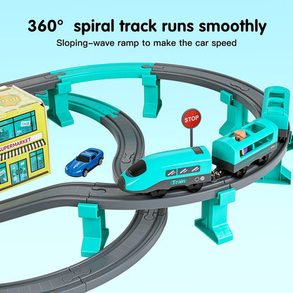 DIY Kids Train Track Toy Set, Electric Train Toys with Cars for 3+ Year Old Toddlers Boys Girls - Bouncy Boo - Kids Toys Store