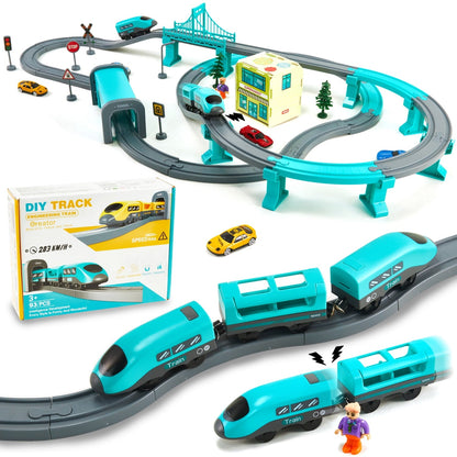 DIY Kids Train Track Toy Set, Electric Train Toys with Cars for 3+ Year Old Toddlers Boys Girls - Bouncy Boo - Kids Toys Store
