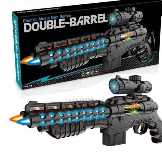 Double Barrel Electric Toy Gun with Laser, LED Lights & Music - Bouncy Boo - Kids Toys Store