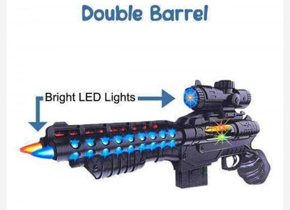 Double Barrel Electric Toy Gun with Laser, LED Lights & Music - Bouncy Boo - Kids Toys Store