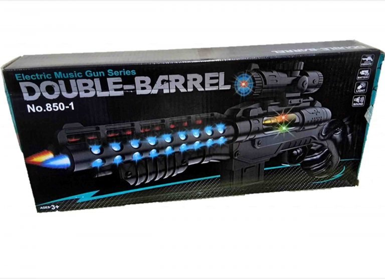 Double Barrel Electric Toy Gun with Laser, LED Lights & Music - Bouncy Boo - Kids Toys Store