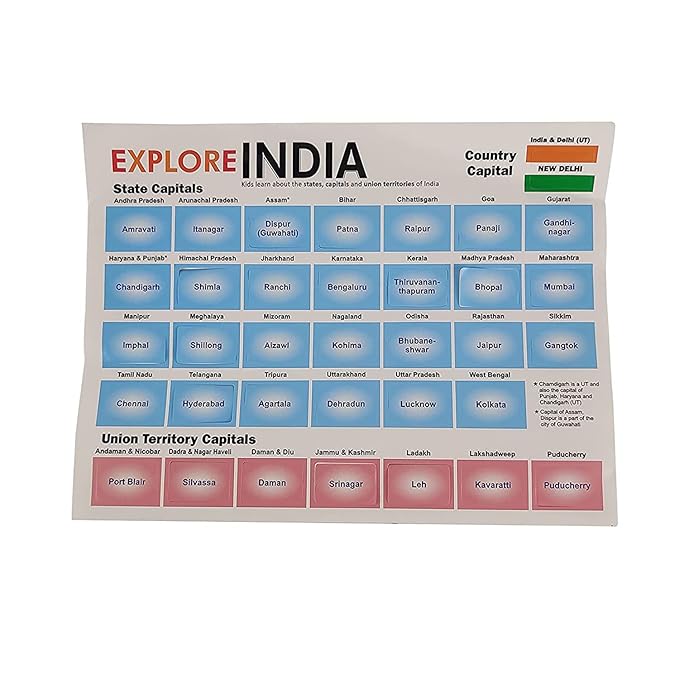 Explore India Map Puzzle for Kids 4+ Years | Geography & Learning Skills - Bouncy Boo - Kids Toys Store