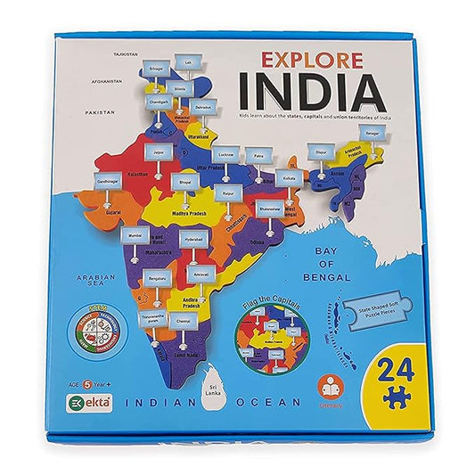 Explore India Map Puzzle for Kids 4+ Years | Geography & Learning Skills - Bouncy Boo - Kids Toys Store