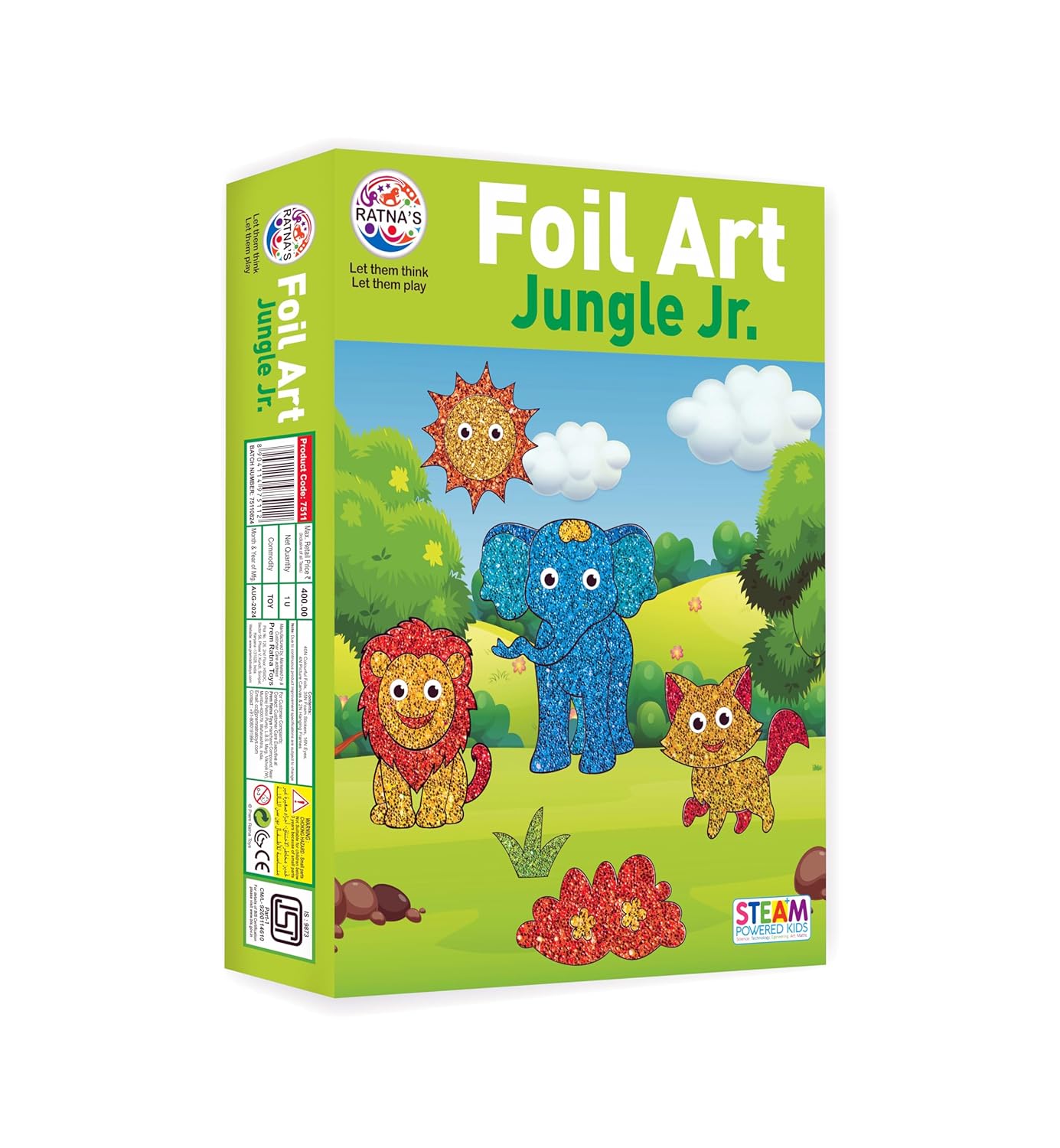 Foil Art Jungle Craft Kit for Kids Age 4+ – Boosts Creativity and Fine Motor Skills - Bouncy Boo - Kids Toys Store