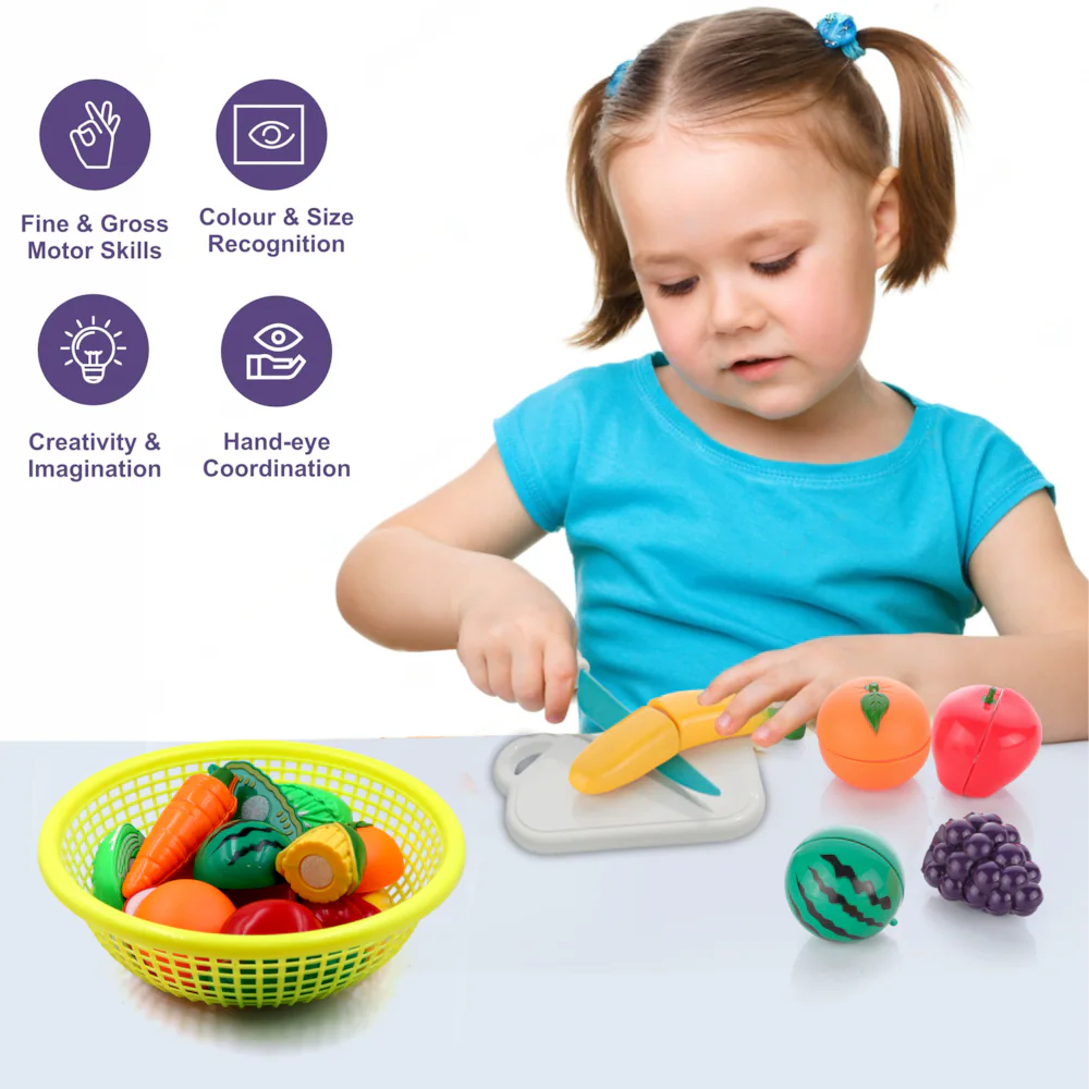 Fruits and Vegetables Toy Basket for Kids Age 3+ – Encourages Pretend Play and Learning Fun - Bouncy Boo - Kids Toys Store