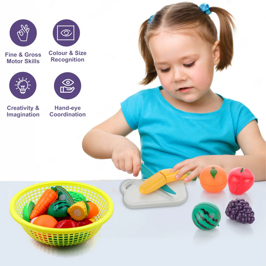 Fruits and Vegetables Toy Basket for Kids Age 3+ – Encourages Pretend Play and Learning Fun - Bouncy Boo - Kids Toys Store