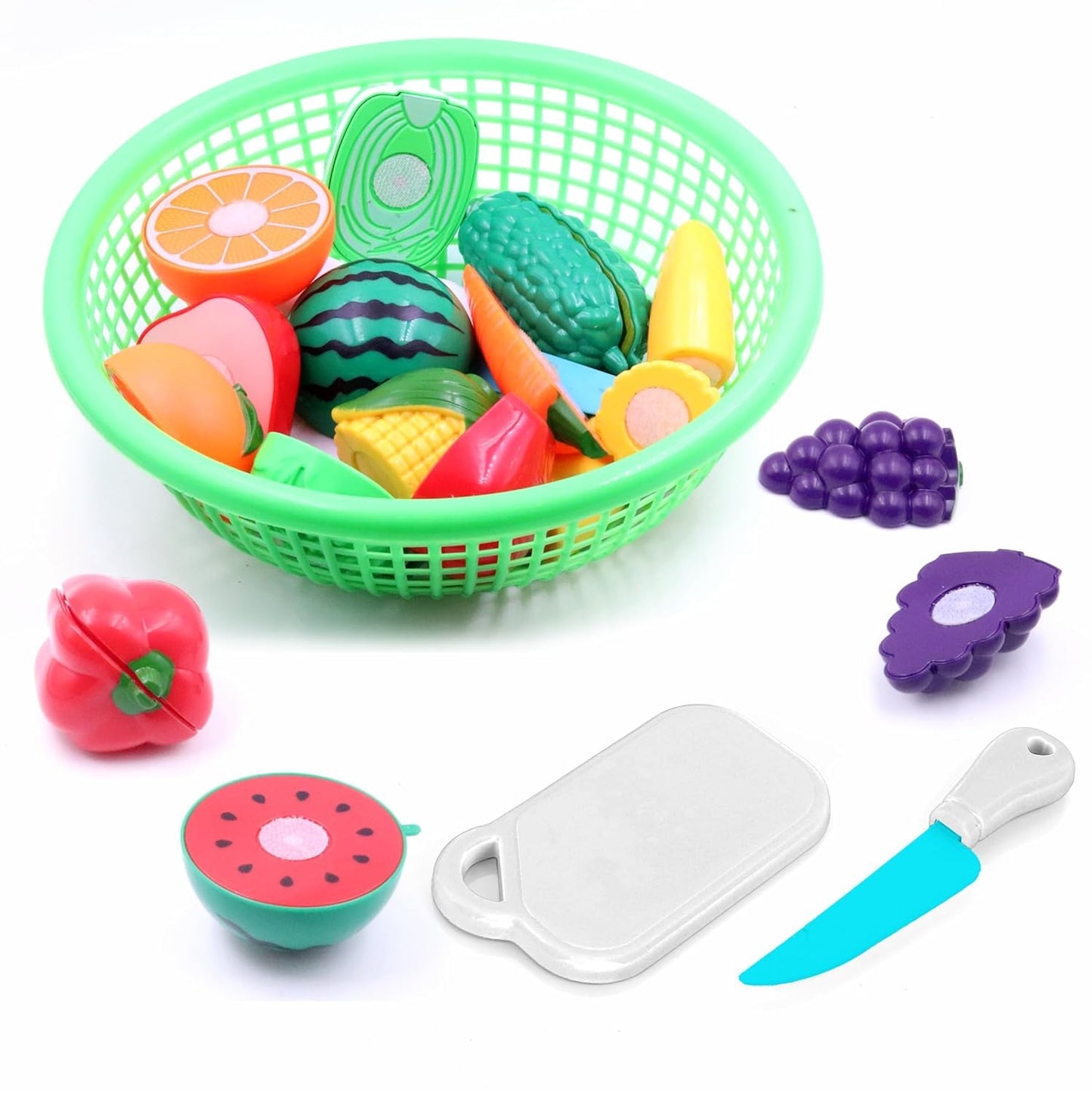 Fruits and Vegetables Toy Basket for Kids Age 3+ – Encourages Pretend Play and Learning Fun - Bouncy Boo - Kids Toys Store