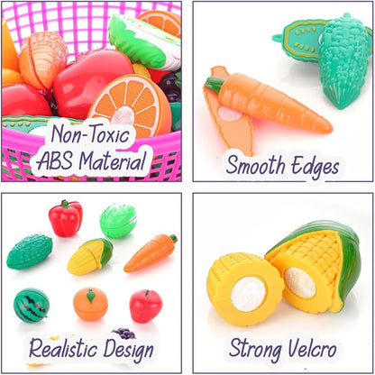 Fruits and Vegetables Toy Basket for Kids Age 3+ – Encourages Pretend Play and Learning Fun - Bouncy Boo - Kids Toys Store