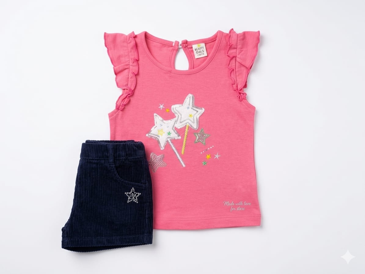 Girls Top and Shorts Set for 2–6 Years | Cute & Comfortable Casual Wear - Bouncy Boo - Kids Toys Store
