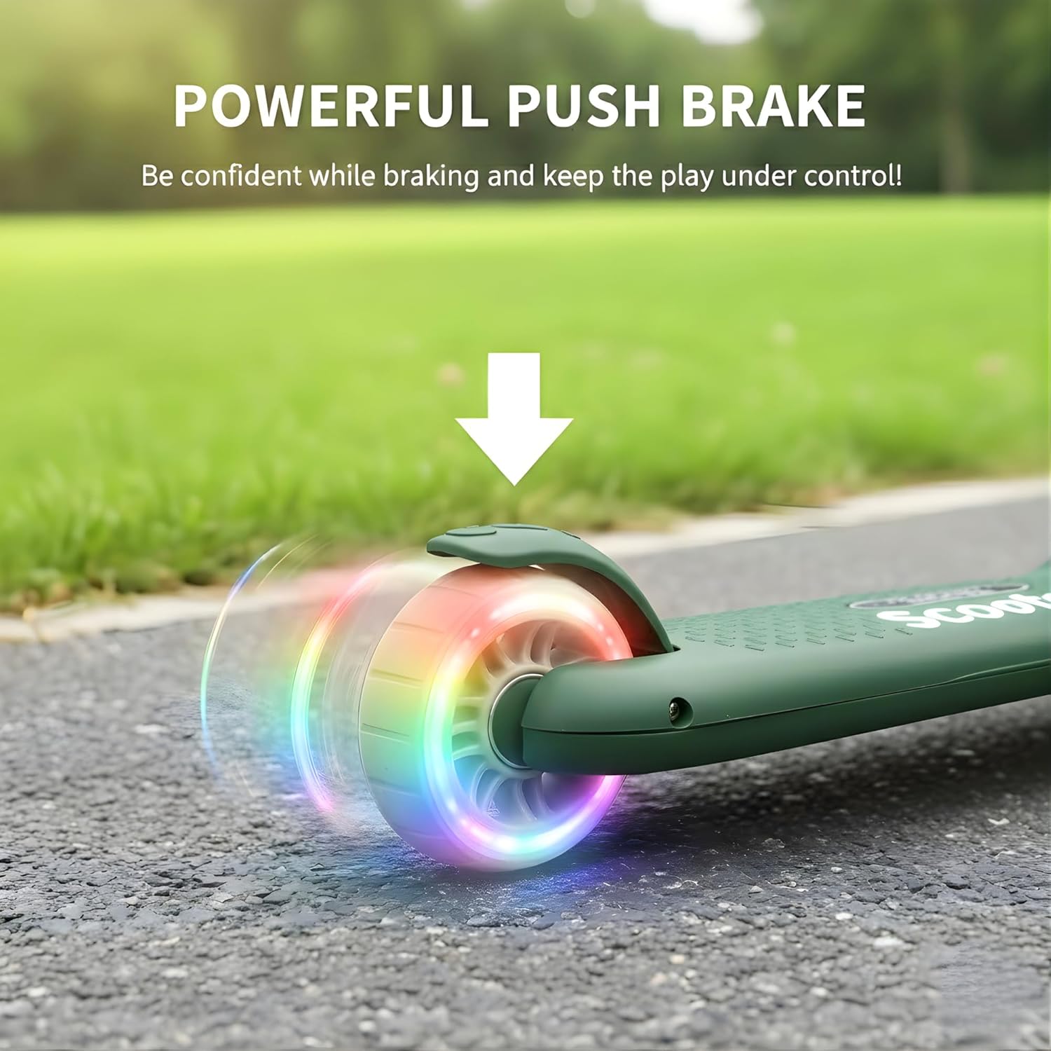 Kids scooter with light up wheels outdoor fun by Bouncy Boo