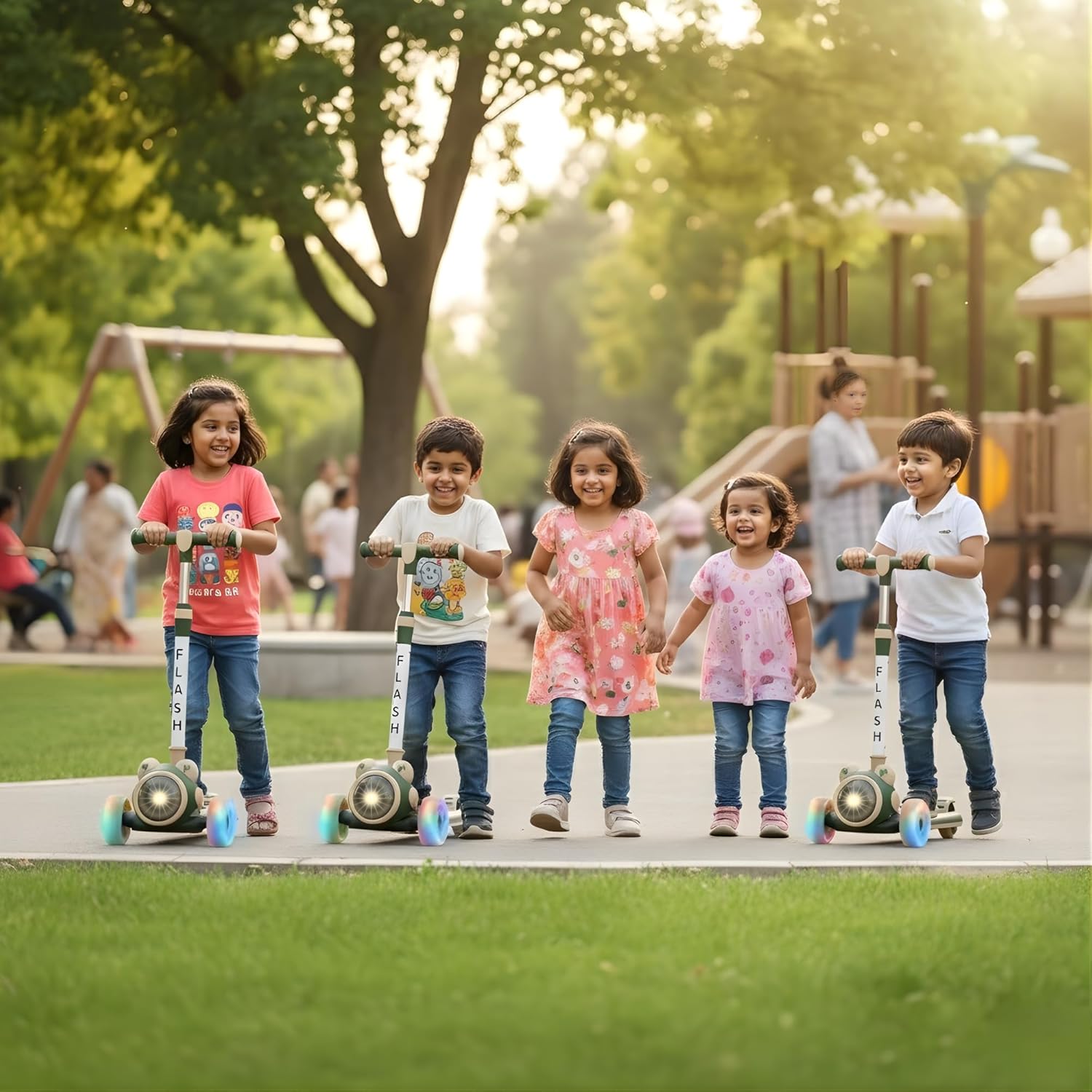 Kids scooter for 5 plus years LED wheels by Bouncy Boo