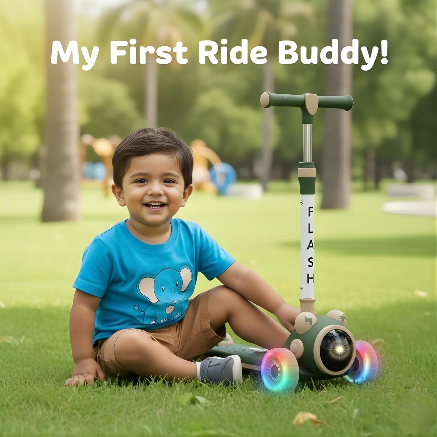 Kids scooter for active outdoor play with LED wheels by Bouncy Boo