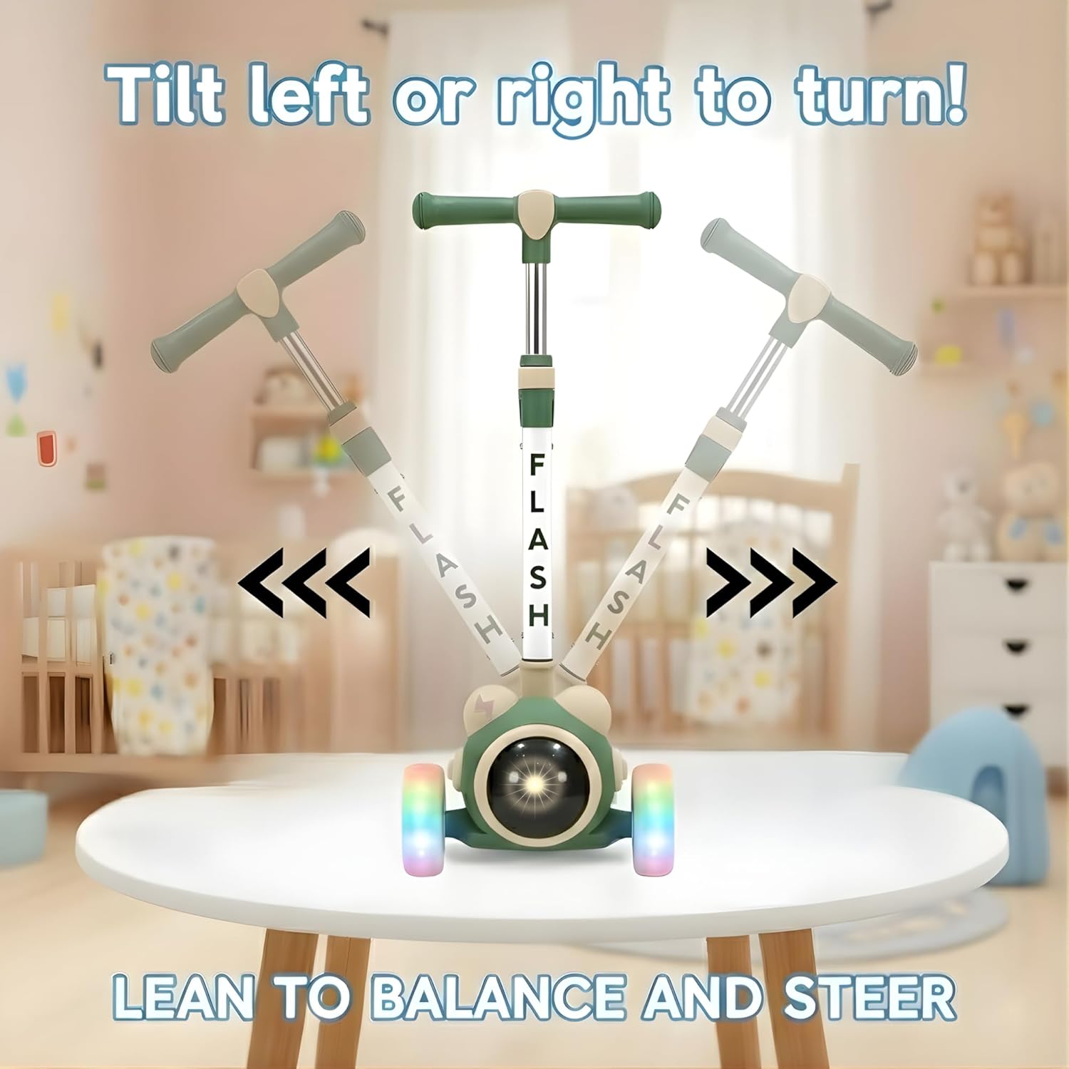 LED wheels kids scooter for active play by Bouncy Boo