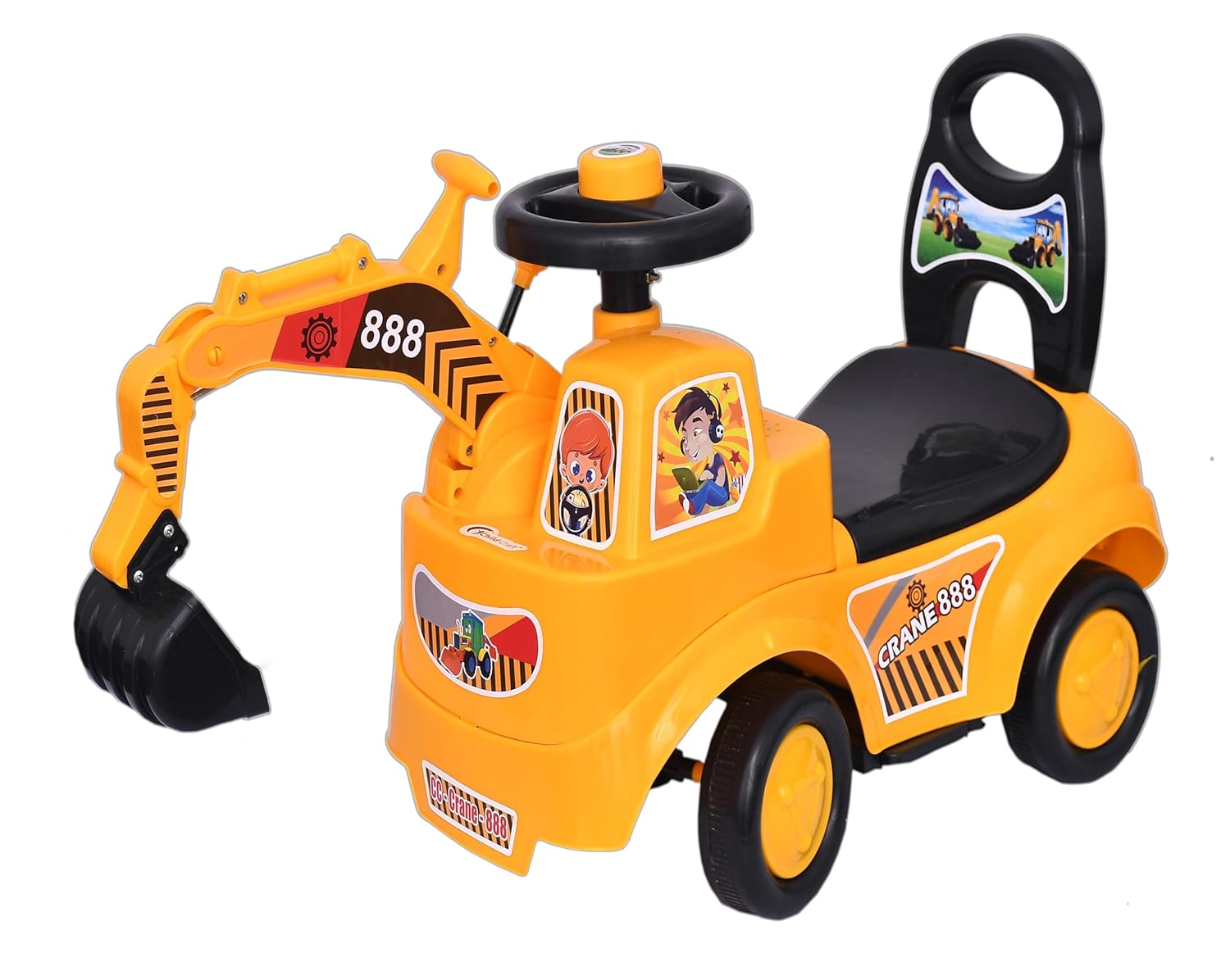 Kids ride-on excavator toy for construction play by Bouncy Boo