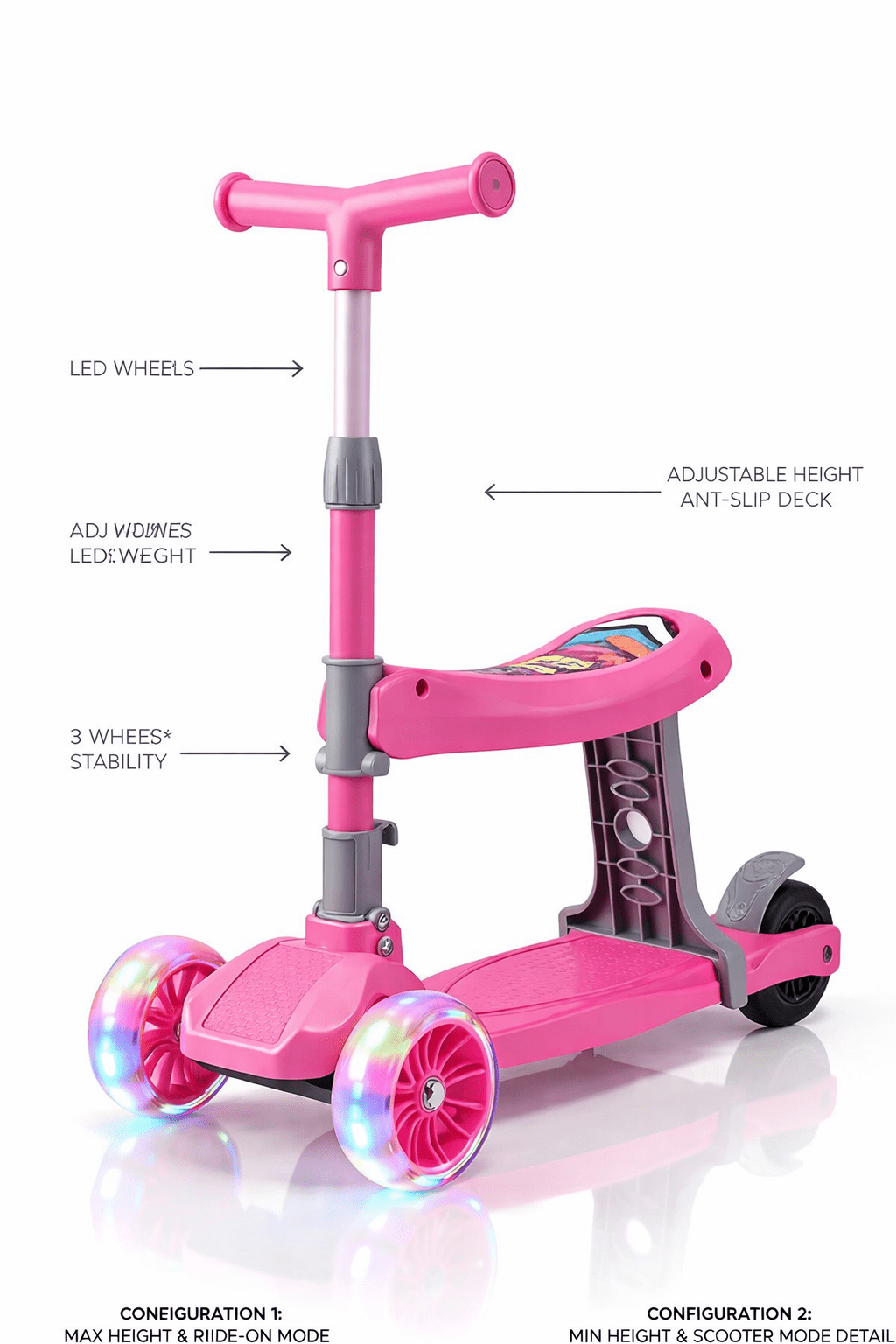 Kids Seat Scooter for Age 3 to 8 Years | Improves Balance & Coordination - Bouncy Boo - Kids Toys Store