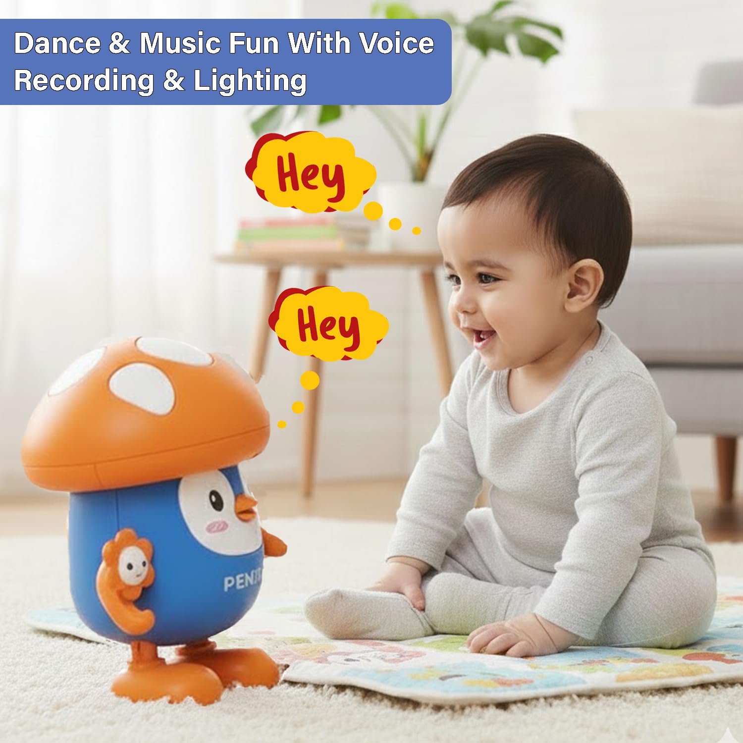 Mushroom Musical Toy for Kids with Lights, Music & Voice Recording - Bouncy Boo - Kids Toys Store