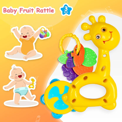 Musical Baby Fruit Rattle Set for Infants Age 0+ – Supports Sensory Development and Early Motor Skills - Bouncy Boo - Kids Toys Store