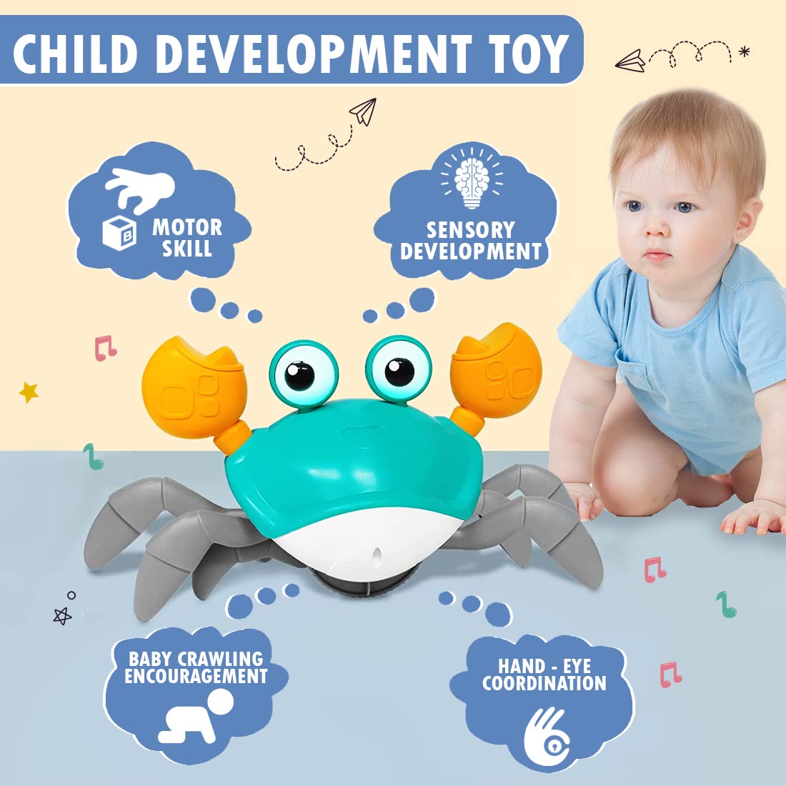 Musical Crawling Crab Toy - Bouncy Boo - Kids Toys Store