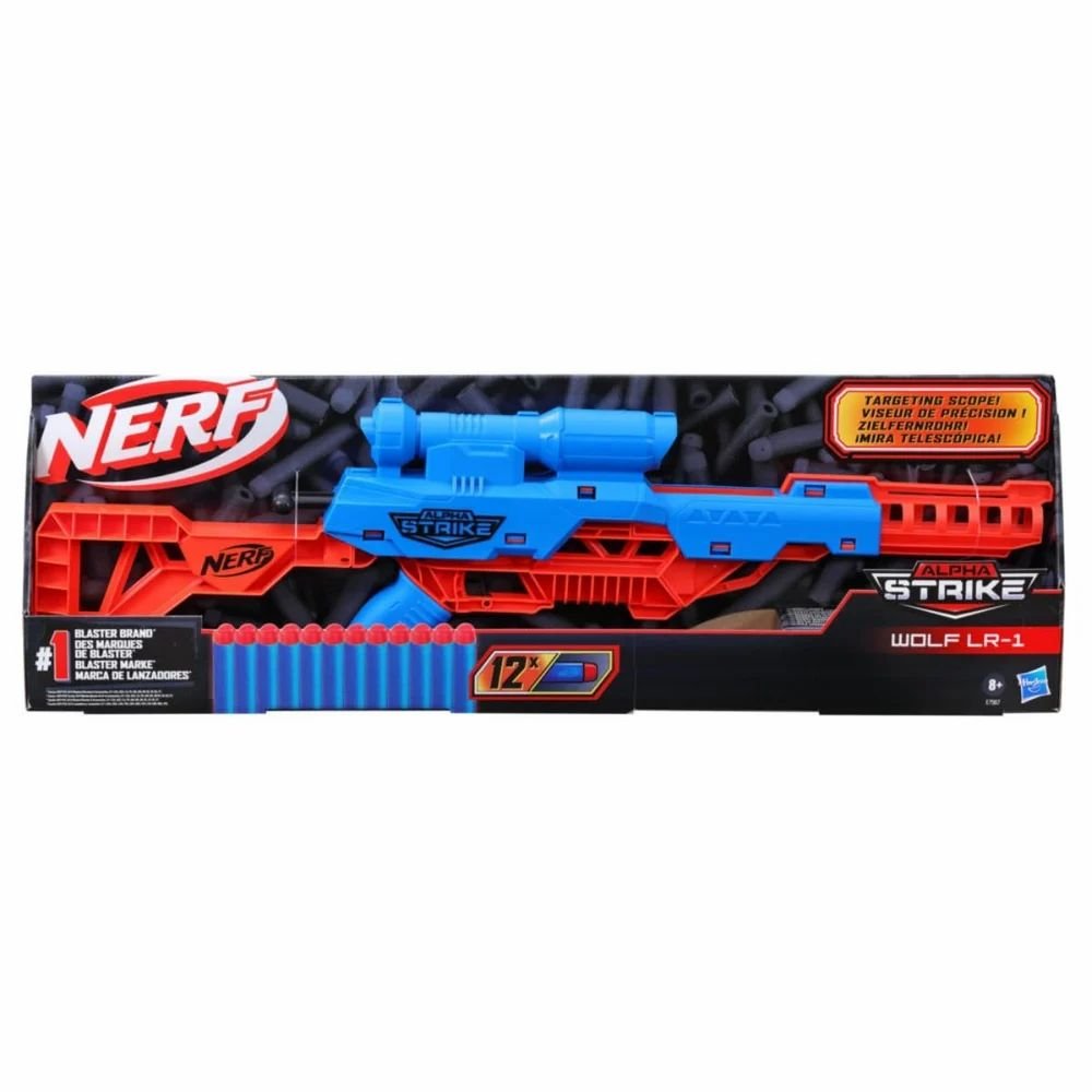 Nerf Alpha Strike Wolf LR - 1 Blaster with Targeting Scope & 12 Nerf Darts - Bouncy Boo - Kids Toys Store