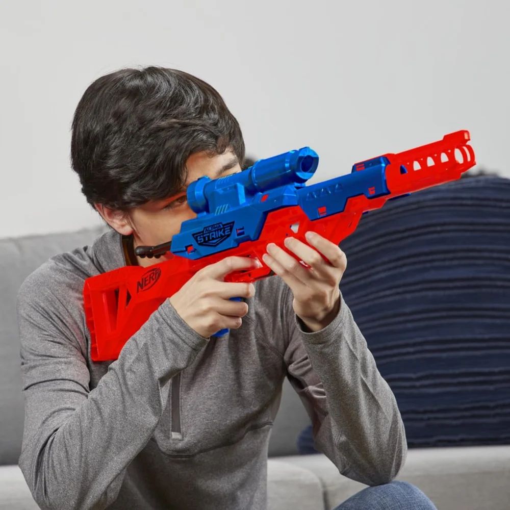 Nerf Alpha Strike Wolf LR - 1 Blaster with Targeting Scope & 12 Nerf Darts - Bouncy Boo - Kids Toys Store