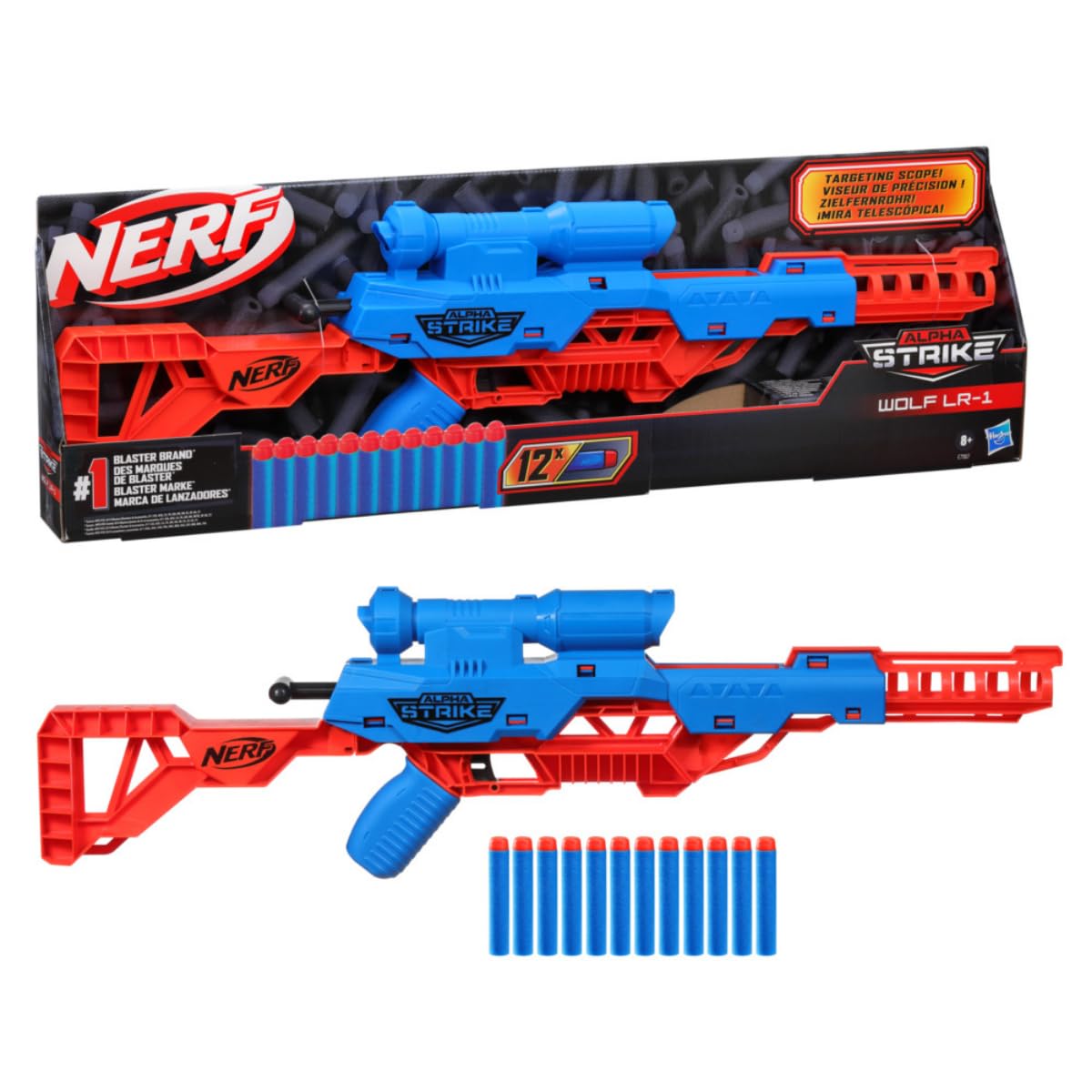 Nerf Alpha Strike Wolf LR - 1 Dart Blaster for Kids 8+ – Long - Range Target Shooting Toy for Active Outdoor Fun - Bouncy Boo - Kids Toys Store