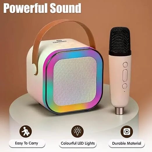 Rechargeable Karaoke Mic with Speaker – Wireless Bluetooth Microphone with LED Lights - Bouncy Boo - Kids Toys Store
