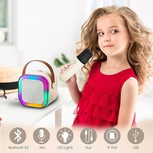 Rechargeable Karaoke Mic with Speaker – Wireless Bluetooth Microphone with LED Lights - Bouncy Boo - Kids Toys Store