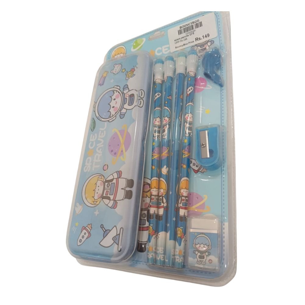 Space Travel Stationery Set for Kids 3+ Years | Complete School Kit with Pencil Box - Bouncy Boo - Kids Toys Store