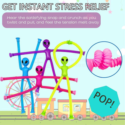 Suction cup alien pop tube toy for toddlers by Bouncy Boo