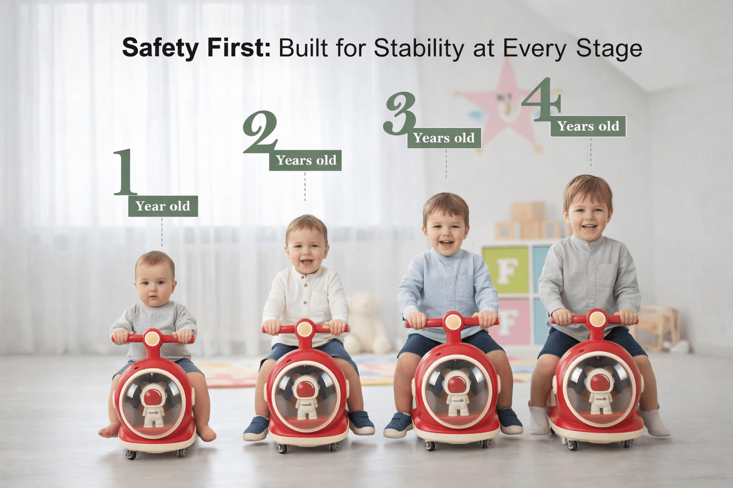 Toddler Ride On Scooter for Kids 1–4 Years | Fun Light & Sound Ride - Bouncy Boo - Kids Toys Store