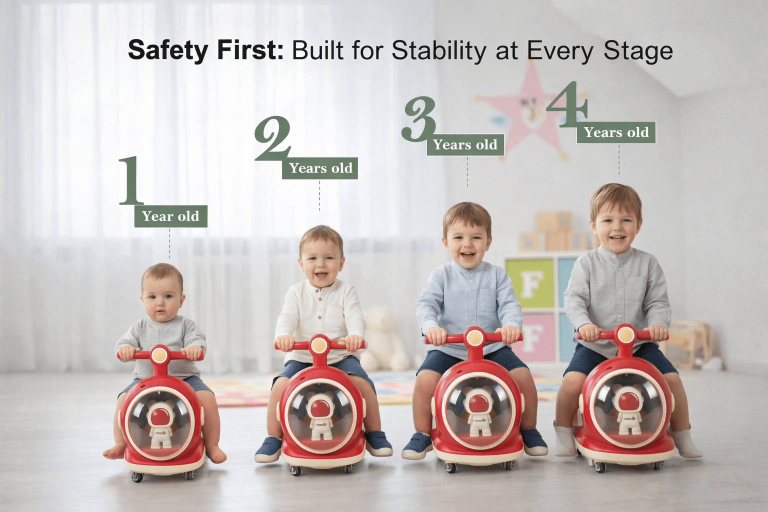 Toddler Ride On Scooter for Kids 1–4 Years | Fun Light & Sound Ride - Bouncy Boo - Kids Toys Store